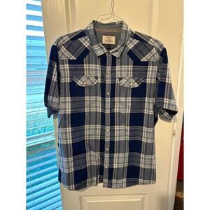 Flag & Anthem Plaid Pearl Snap Short Sleeve Button Down Shirt